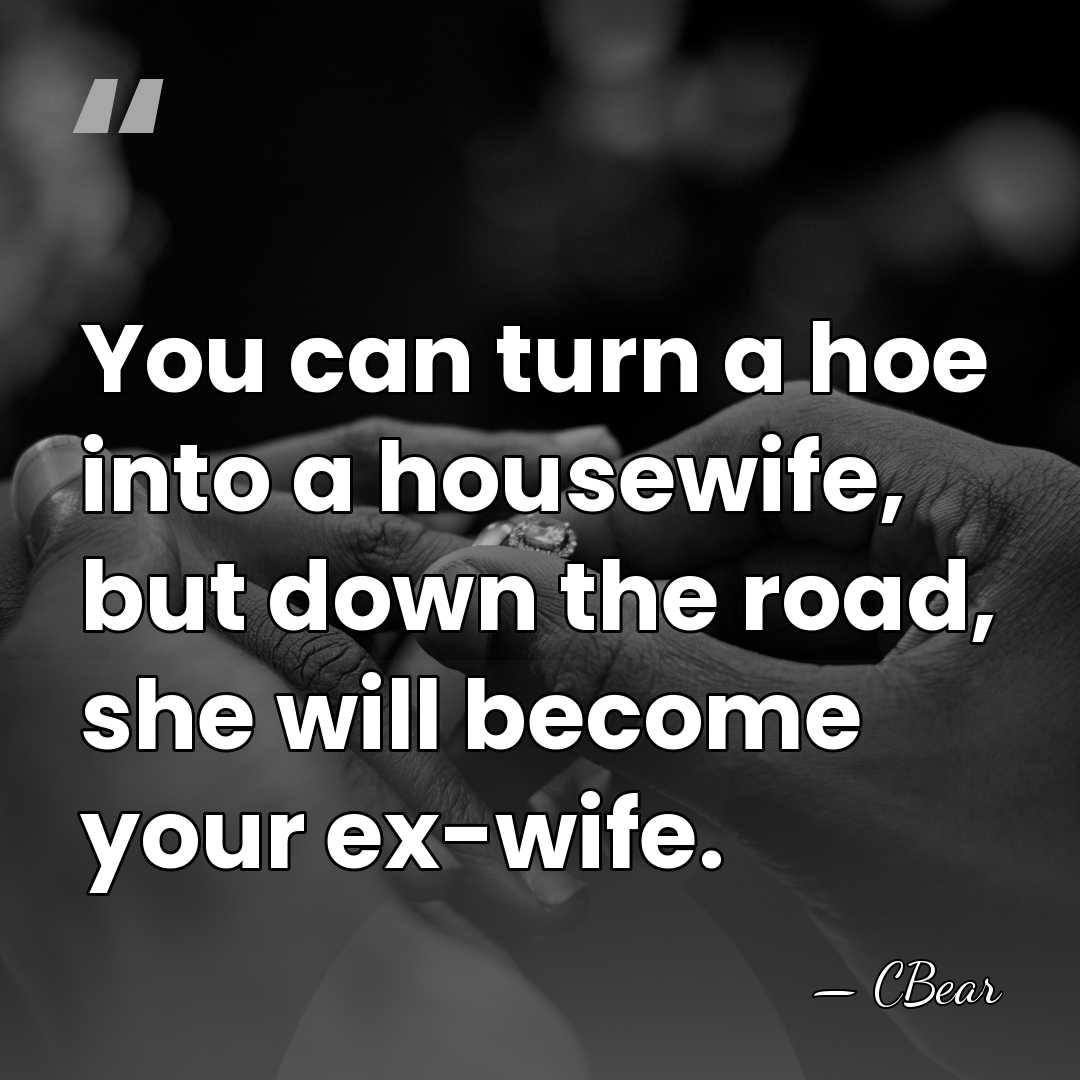 You can turn a hoe into a housewife, but down the road,&hellip; - CBear