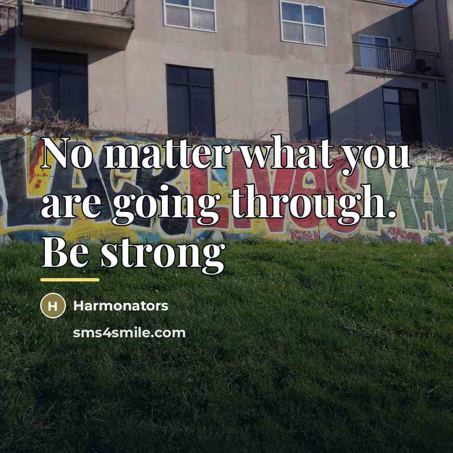 “No matter what you are going through. Be strong…” quote by Harmonators