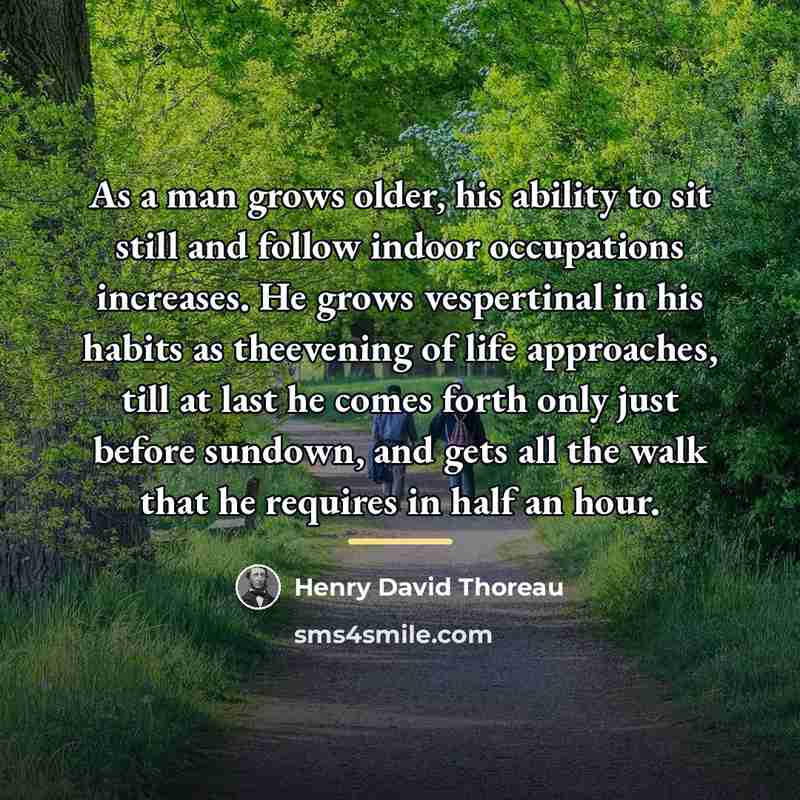 “As a man grows older, his ability to sit still…” quote by Henry David Thoreau