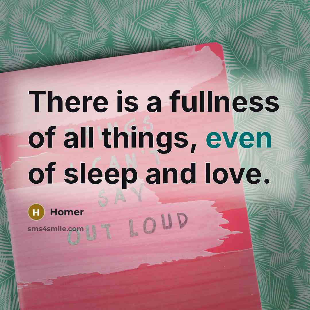 “There is a fullness of all things, even of sleep…” quote by Homer