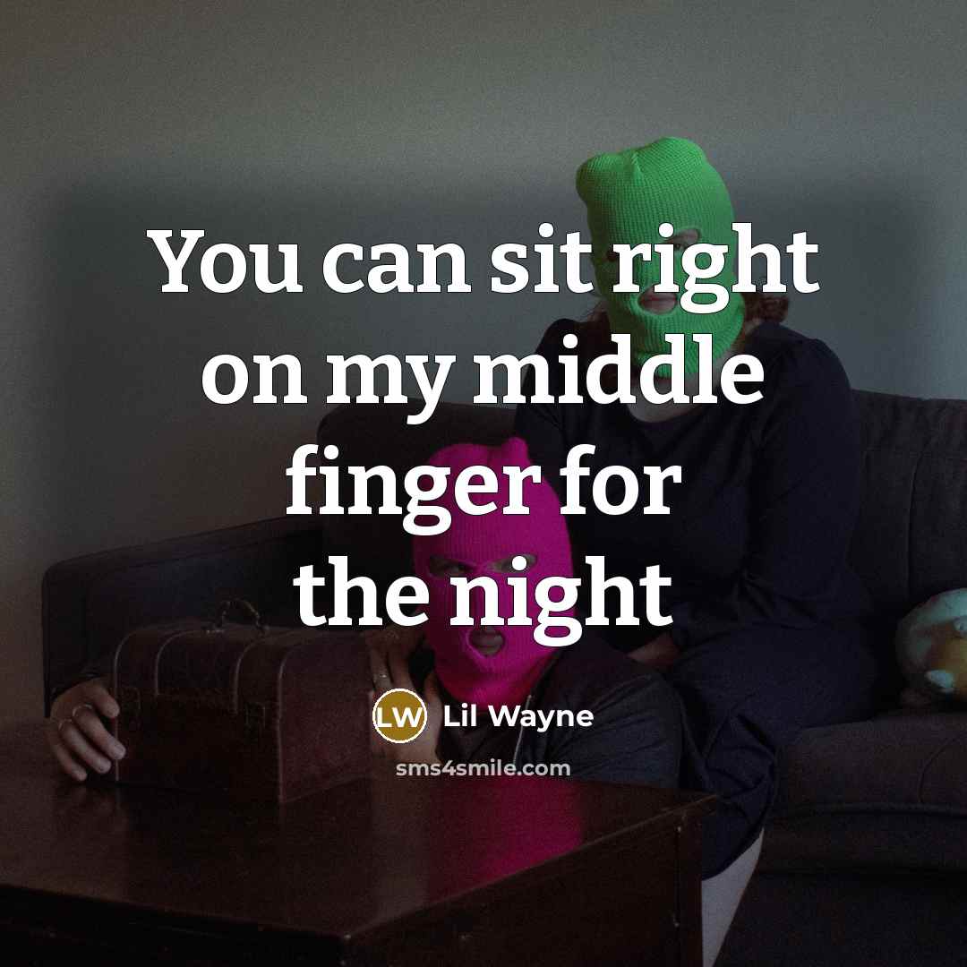 “You can sit right on my middle finger for the night” quote by Lil Wayne