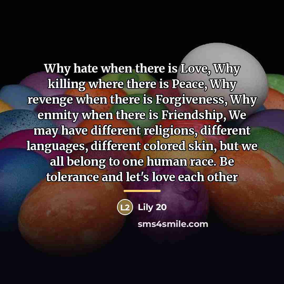 “Why hate when there is Love, Why killing where there…” quote by Lily 20