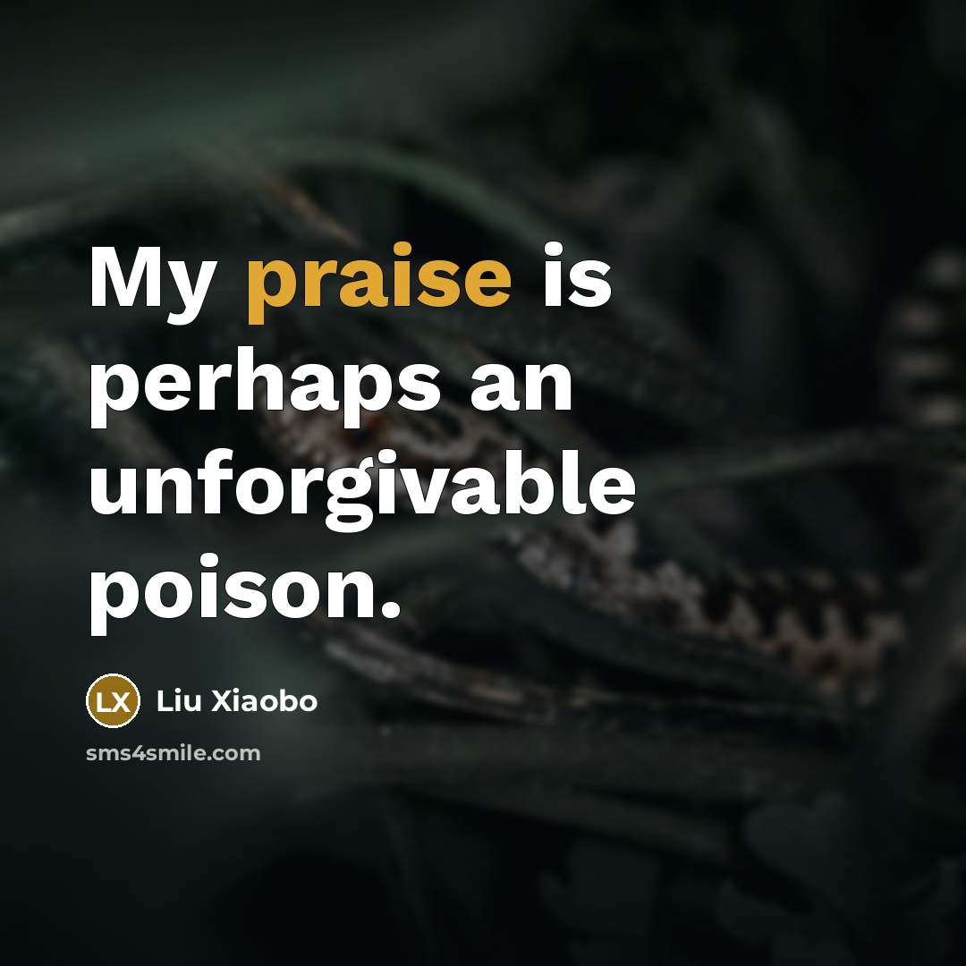 “My praise is perhaps an unforgivable poison.…” quote by Liu Xiaobo