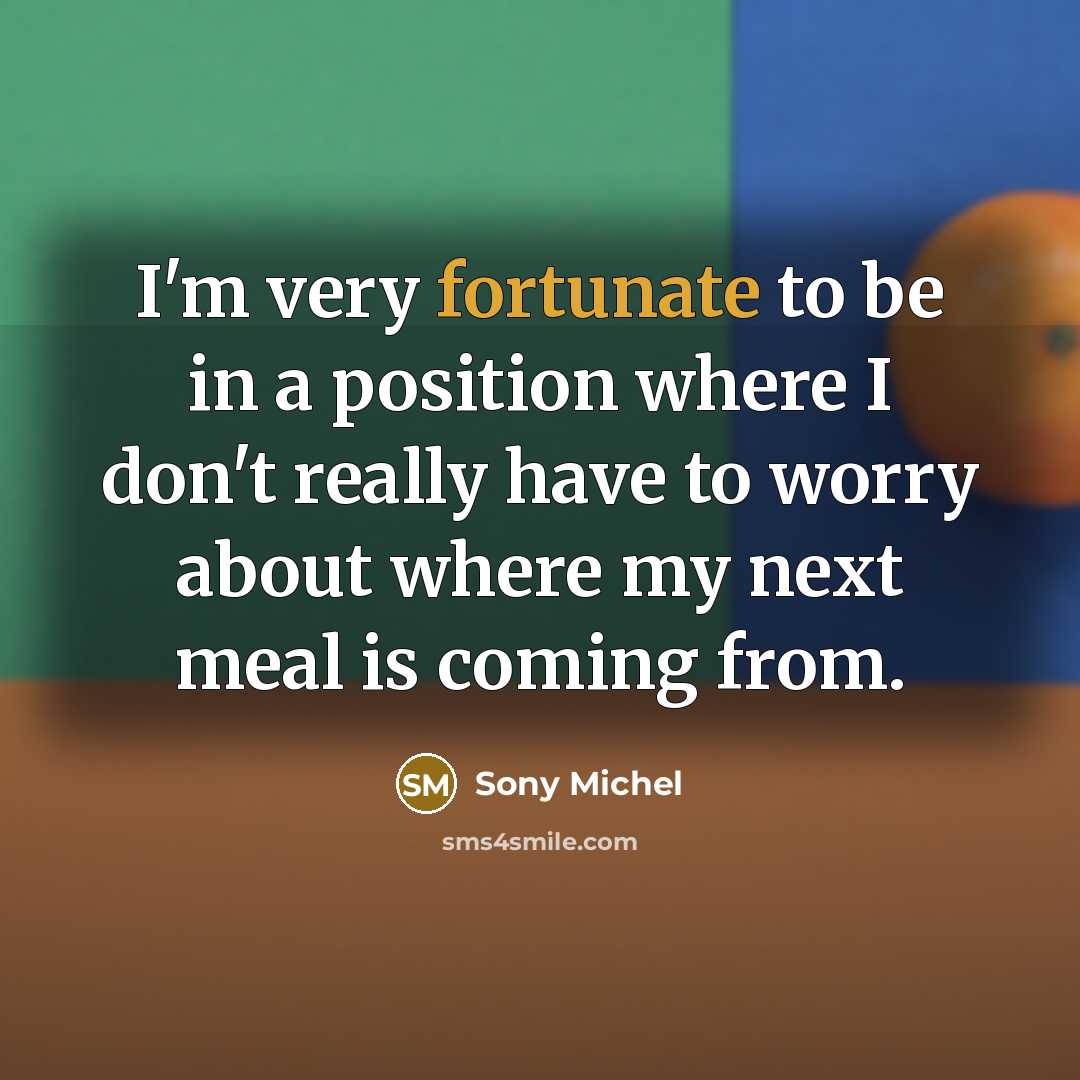 “I'm very fortunate to be in a position where I…” quote by Sony Michel