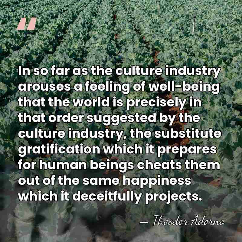 In so far as the culture industry arouses a feeling of well-being&hellip; - Theodor Adorno