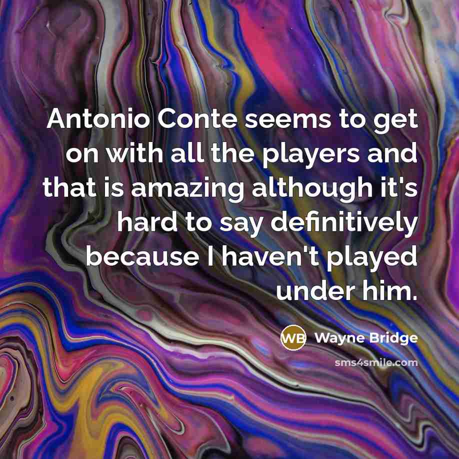 “Antonio Conte seems to get on with all the players…” quote by Wayne Bridge