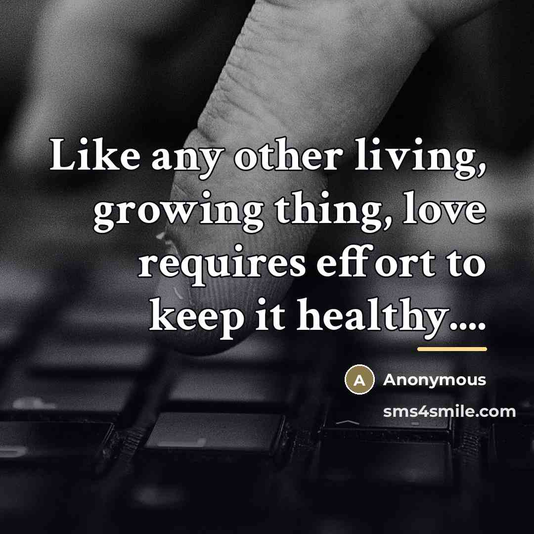 “Like any other living, growing thing, love requires effort to…” quote by Anonymous