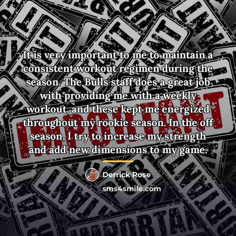 “It is very important to me to maintain a consistent…” quote by Derrick Rose