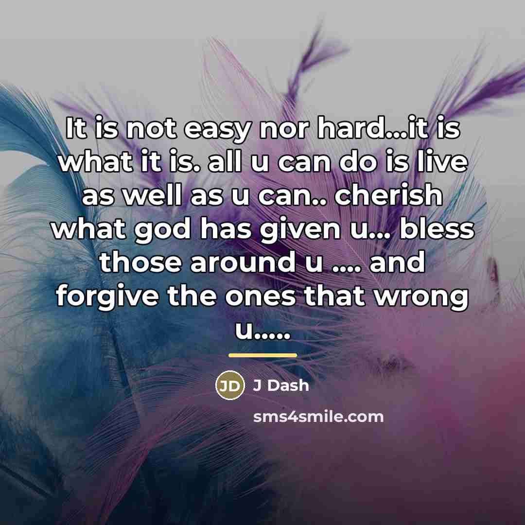 “It is not easy nor hard...it is what it is.…” quote by J Dash