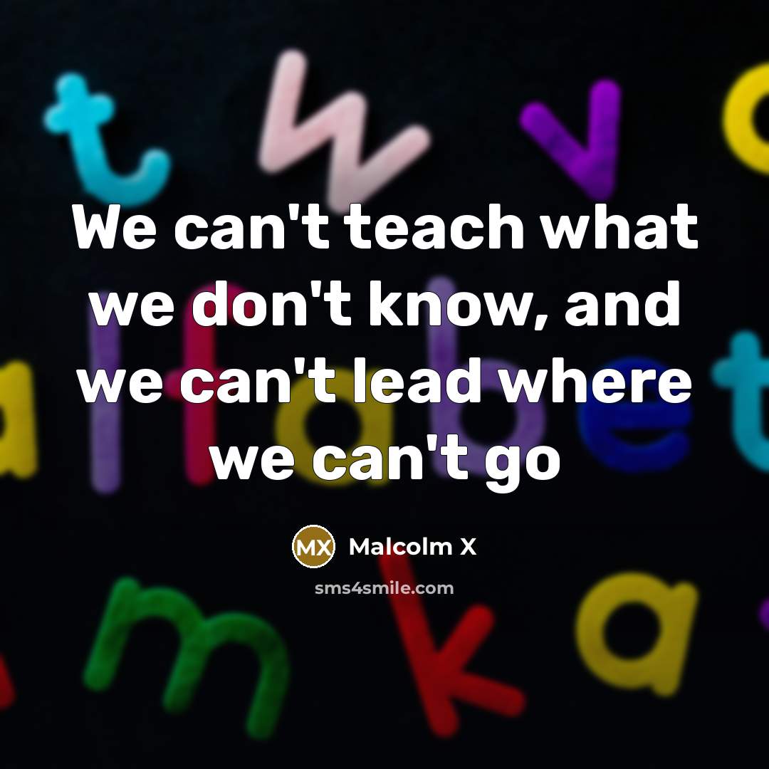 “We can't teach what we don't know, and we can't…” quote by Malcolm X