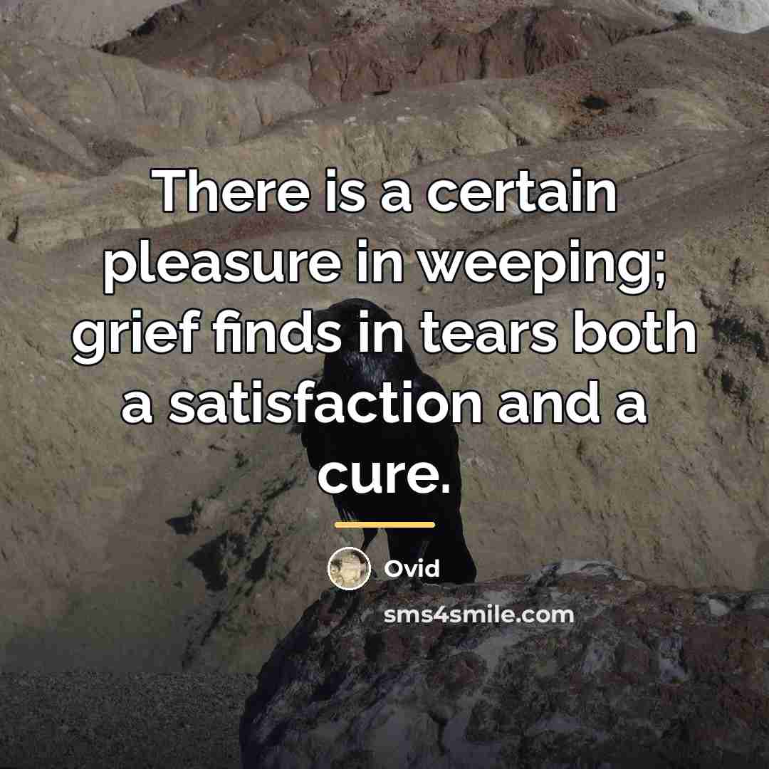 “There is a certain pleasure in weeping; grief finds in…” quote by Ovid