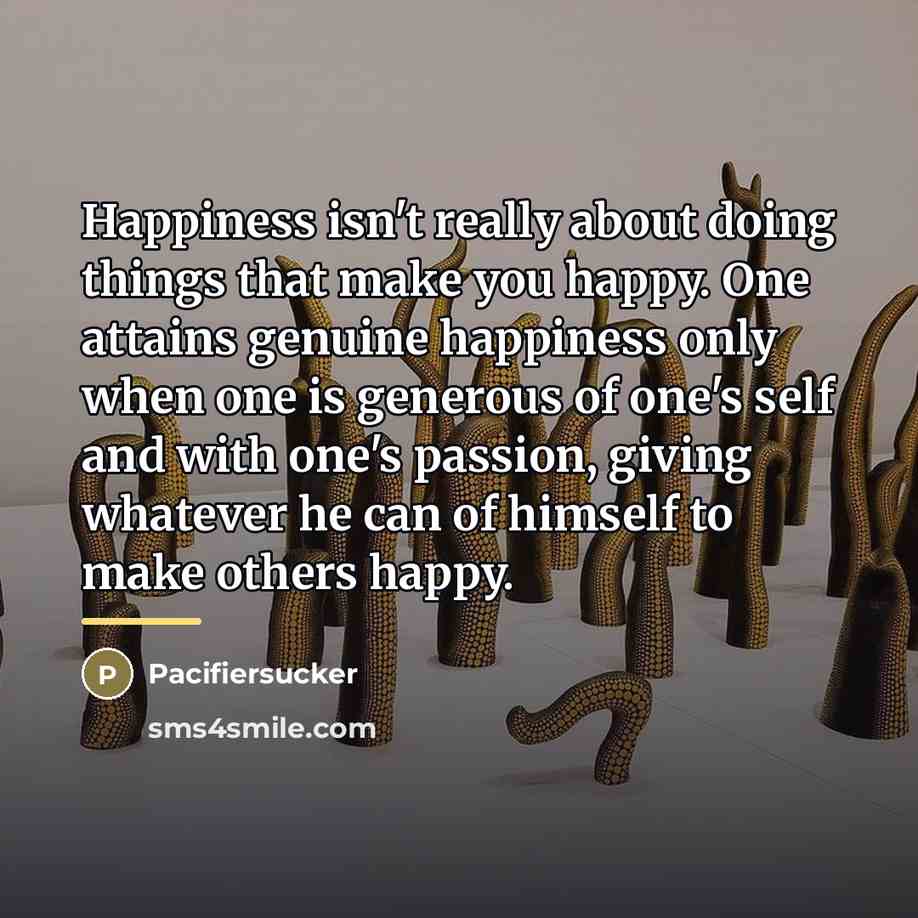 “Happiness isn't really about doing things that make you happy.…” quote by Pacifiersucker