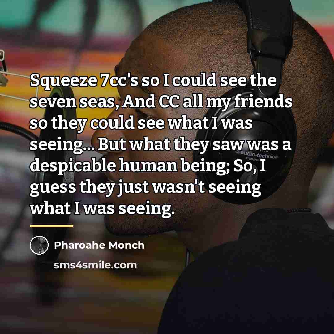 “Squeeze 7cc's so I could see the seven seas, And…” quote by Pharoahe Monch