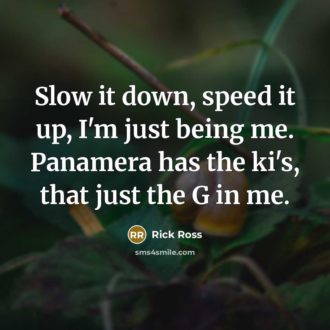 “Slow it down, speed it up, I'm just being me.…” quote by Rick Ross