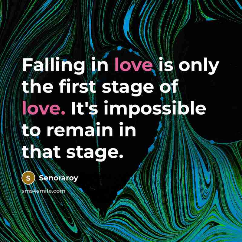 “Falling in love is only the first stage of love. It's impossible to remain in that stage.” quote by Senoraroy