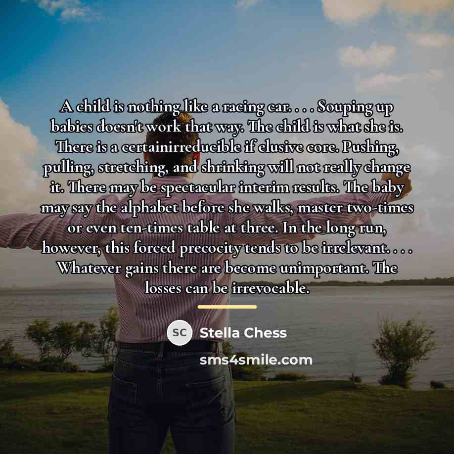 “A child is nothing like a racing car. . .…” quote by Stella Chess