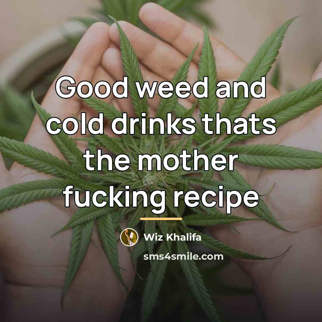“Good weed and cold drinks thats the mother fucking recipe…” quote by Wiz Khalifa