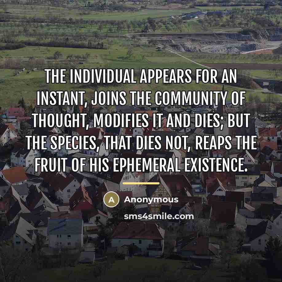 “The individual appears for an instant, joins the community of…” quote by Anonymous