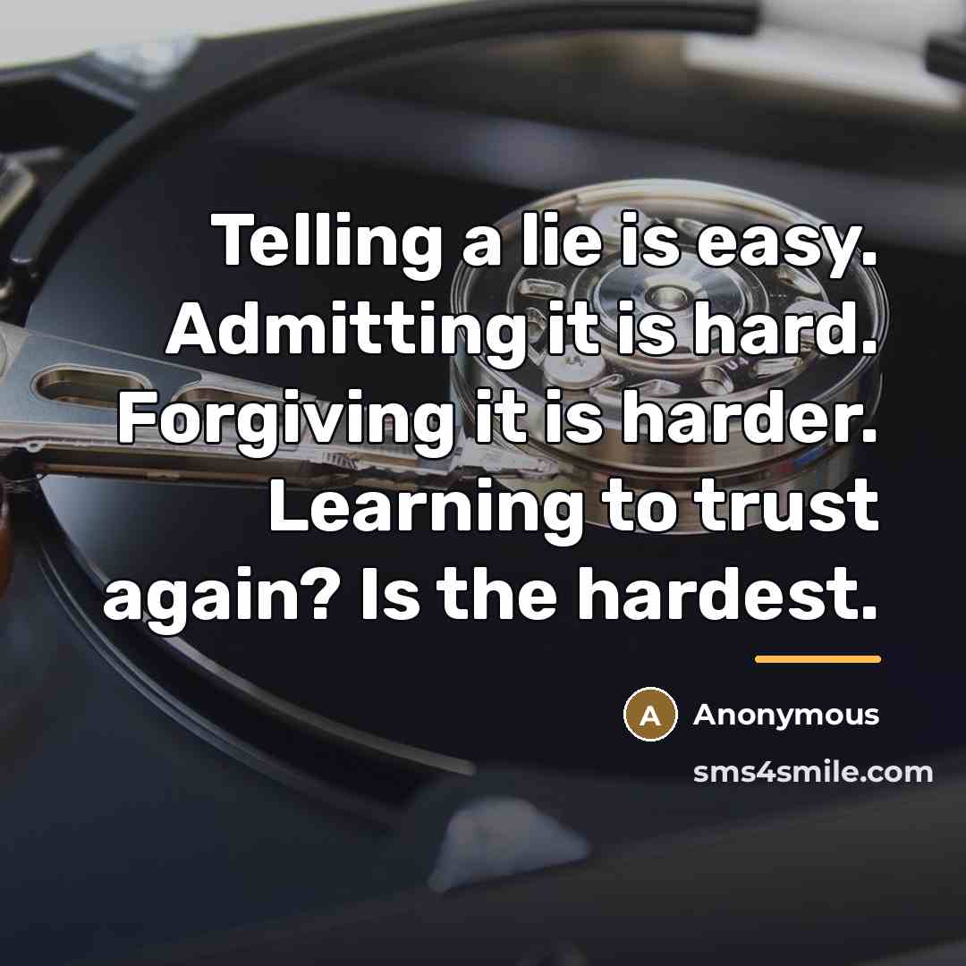 “Telling a lie is easy. Admitting it is hard. Forgiving…” quote by Anonymous