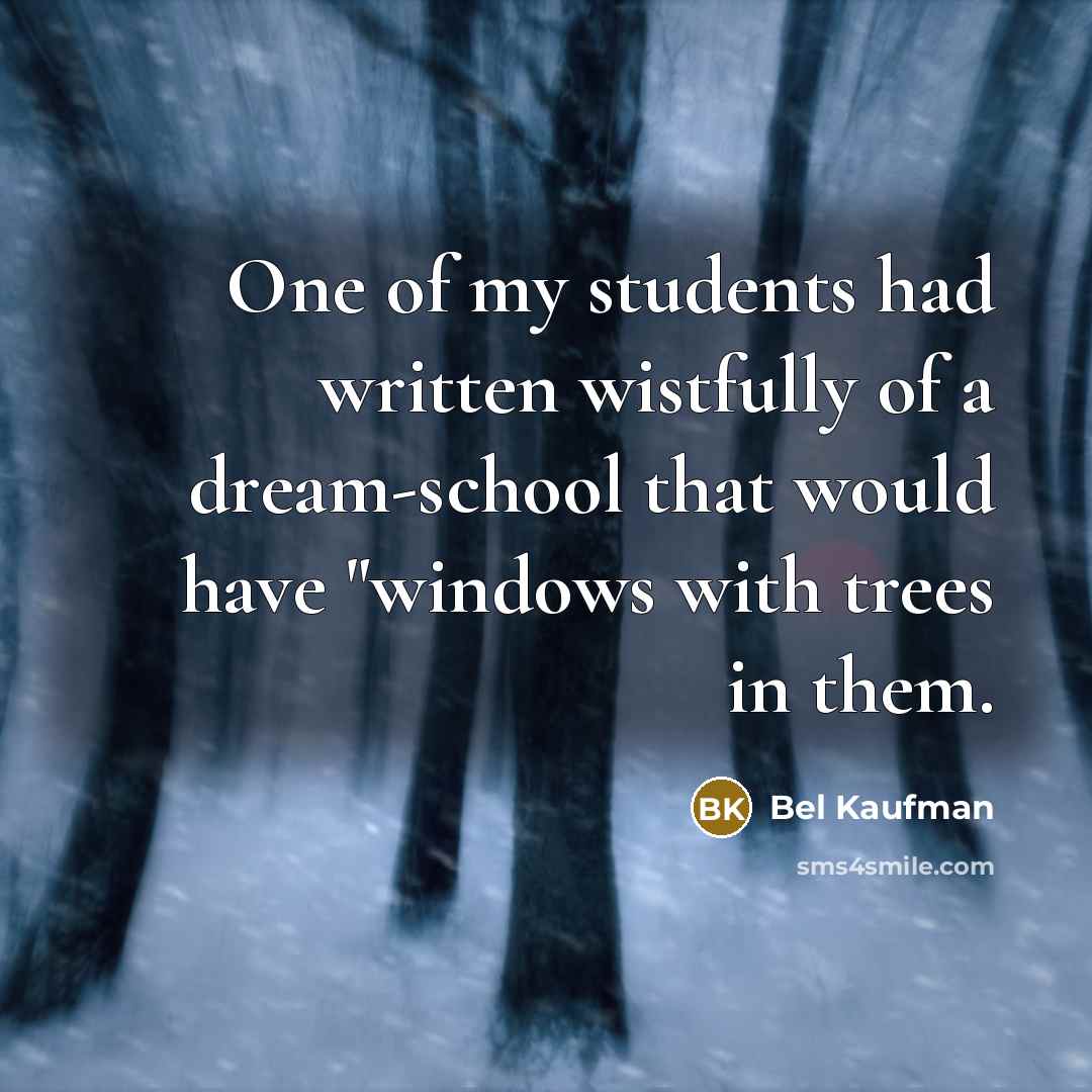 “One of my students had written wistfully of a dream-school…” quote by Bel Kaufman
