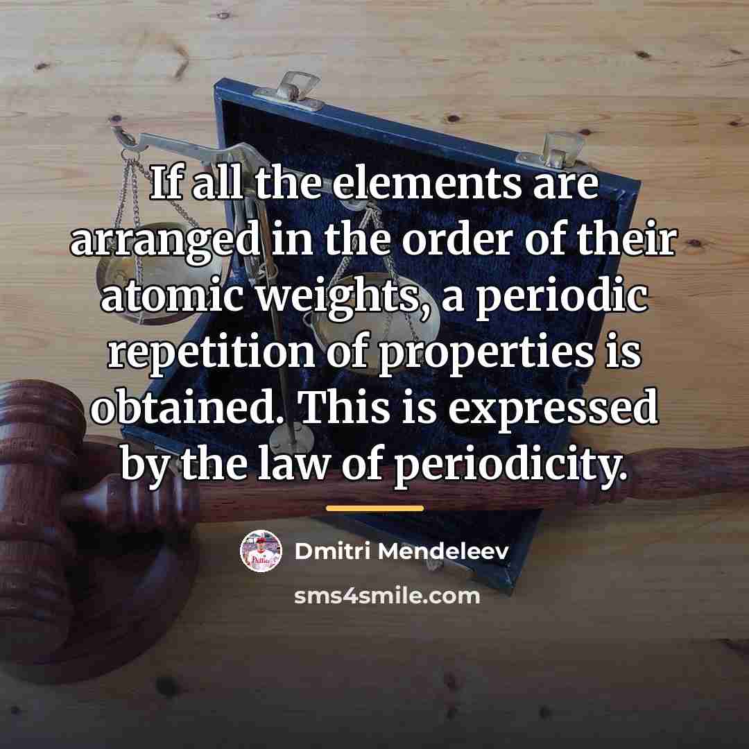 “If all the elements are arranged in the order of…” quote by Dmitri Mendeleev