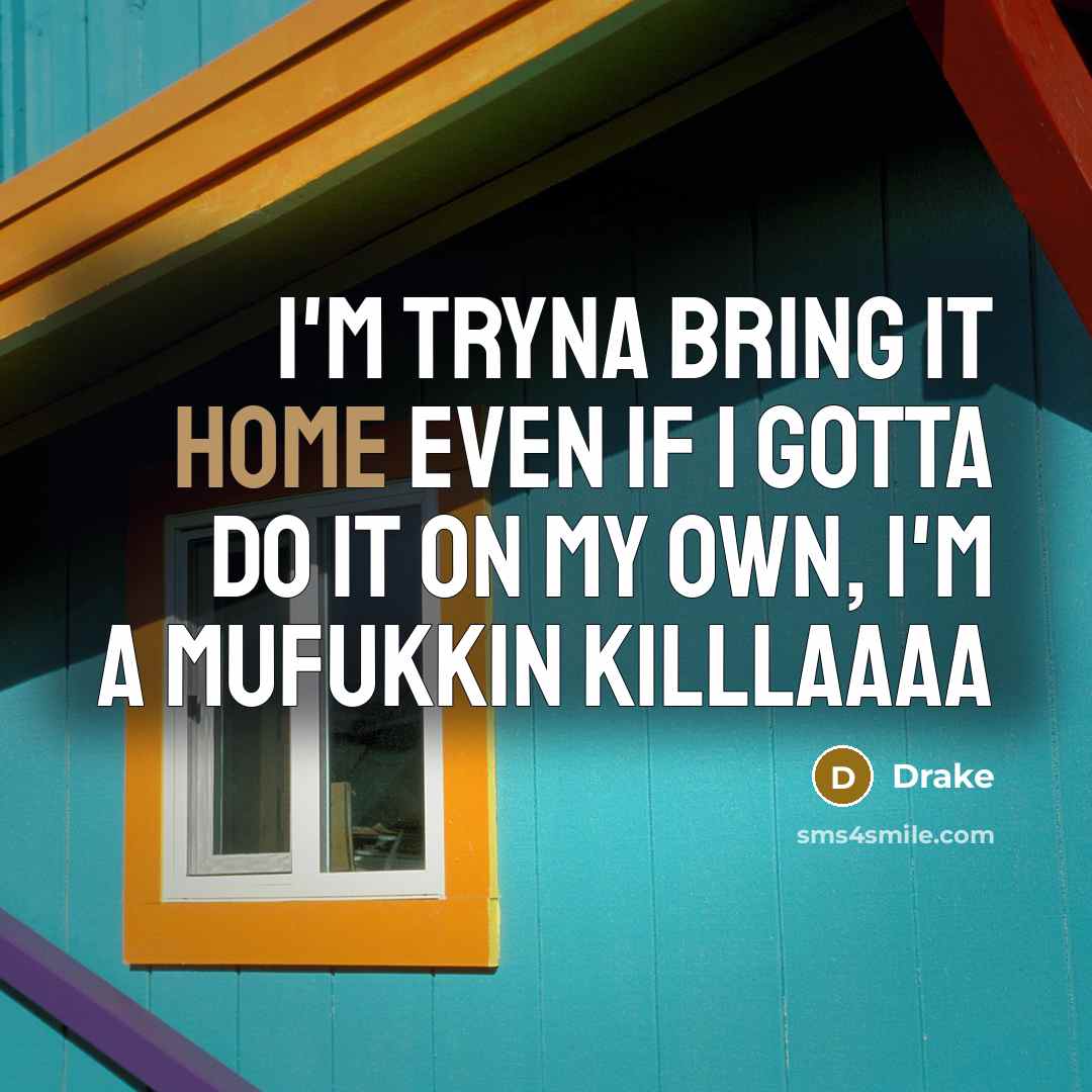 “I'm tryna bring it home even if I gotta do…” quote by Drake