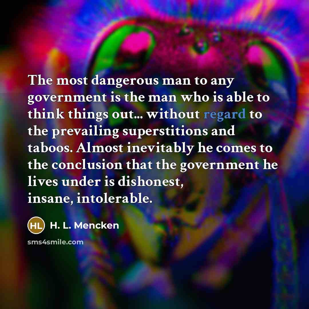 “The most dangerous man to any government is the man…” quote by H. L. Mencken