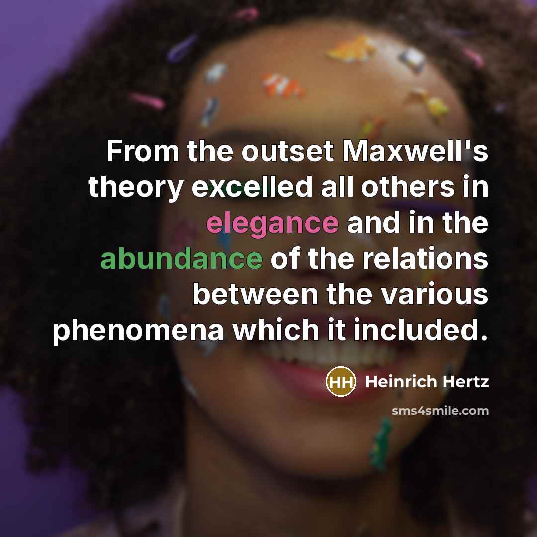 “From the outset Maxwell's theory excelled all others in elegance…” quote by Heinrich Hertz