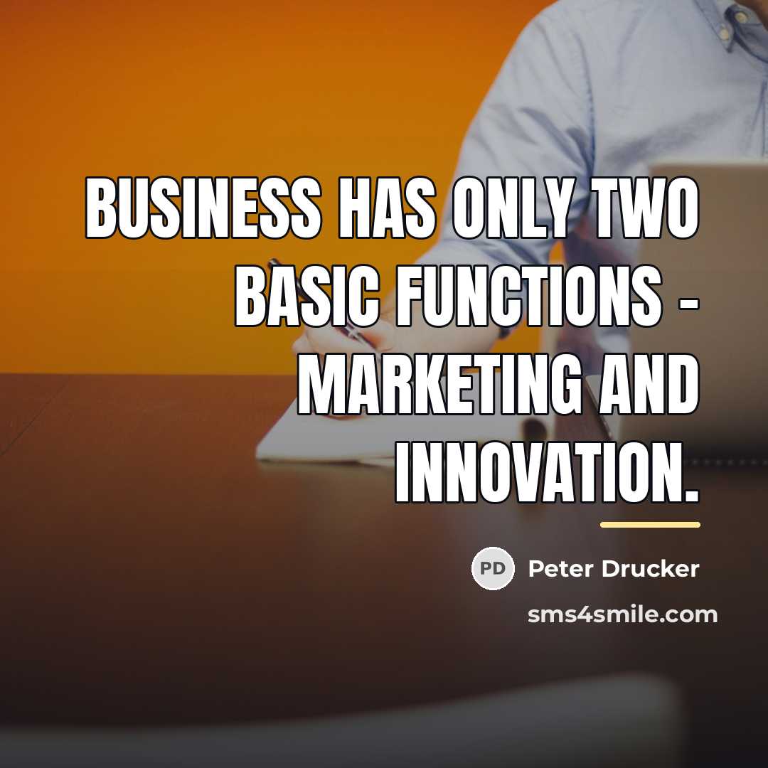 “Business has only two basic functions - marketing and innovation.…” quote by Peter Drucker