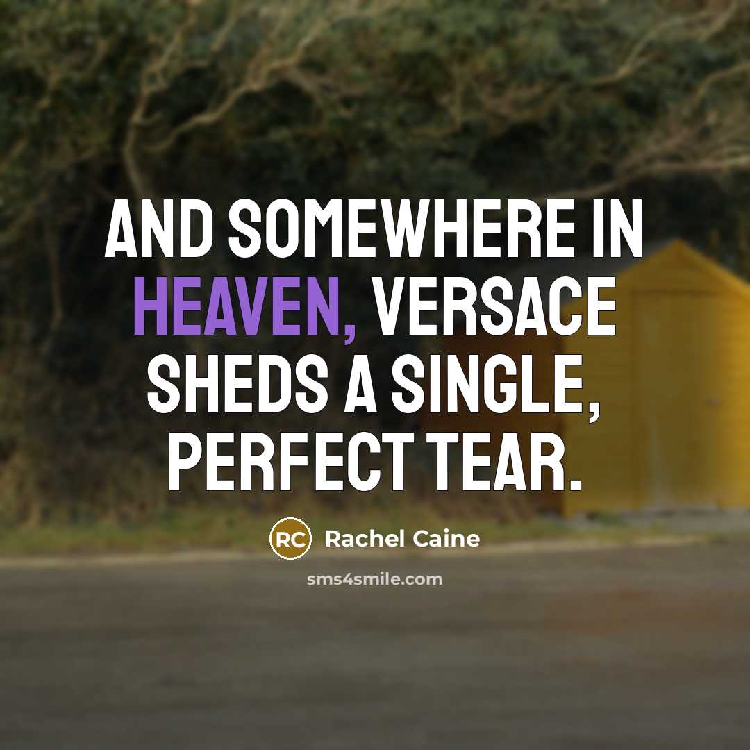 “And somewhere in heaven, Versace sheds a single, perfect tear.…” quote by Rachel Caine