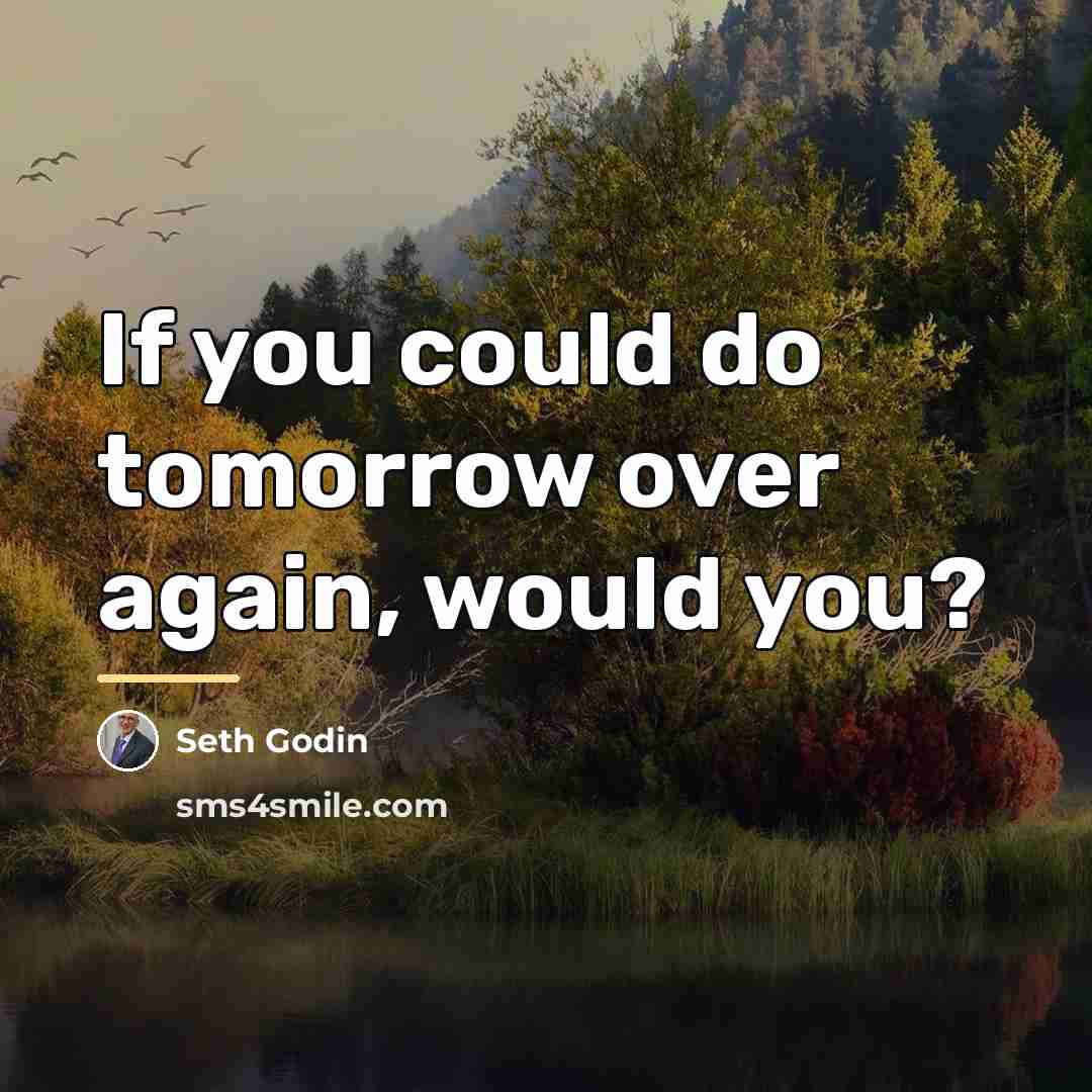 “If you could do tomorrow over again, would you?…” quote by Seth Godin