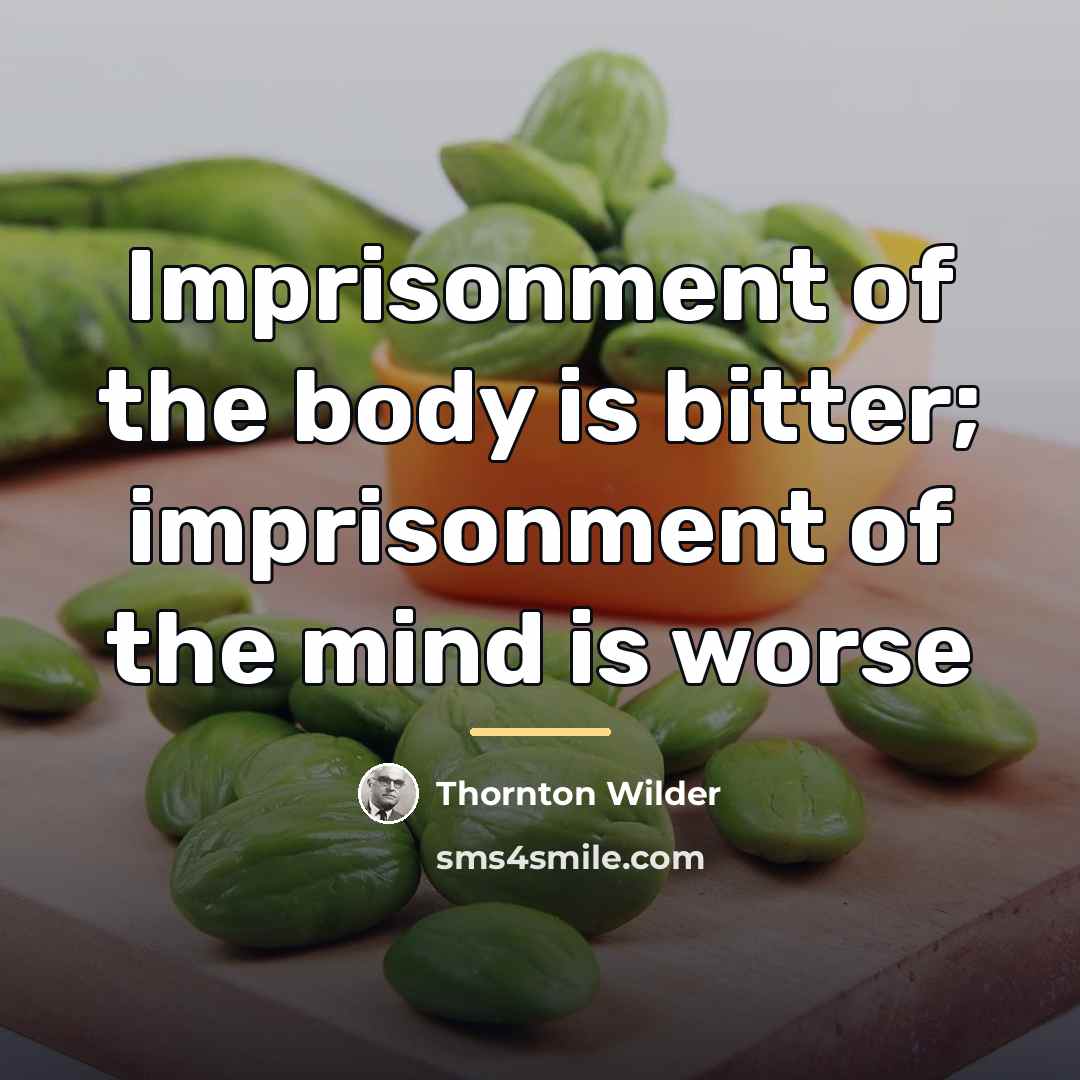 “Imprisonment of the body is bitter; imprisonment of the mind…” quote by Thornton Wilder