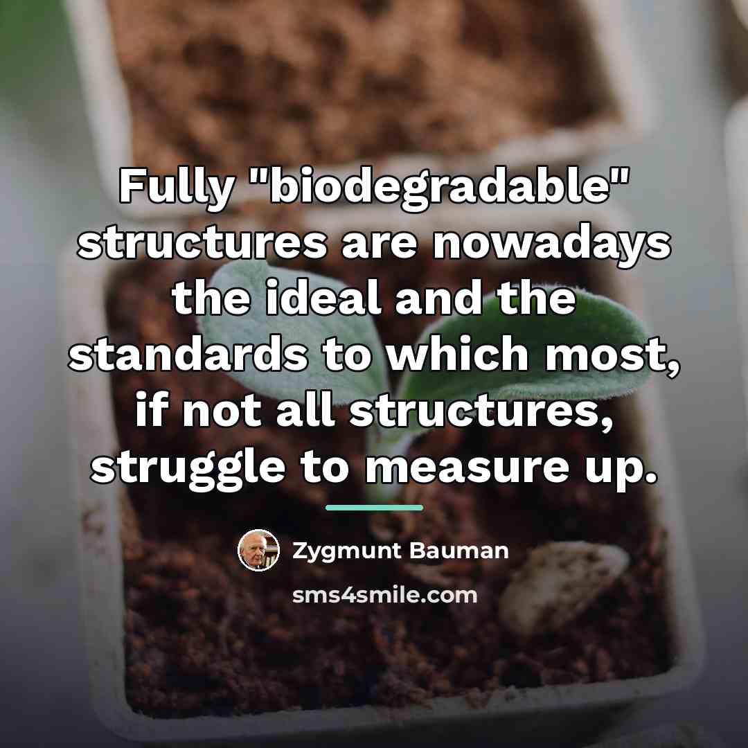“Fully "biodegradable" structures are nowadays the ideal and the standards…” quote by Zygmunt Bauman
