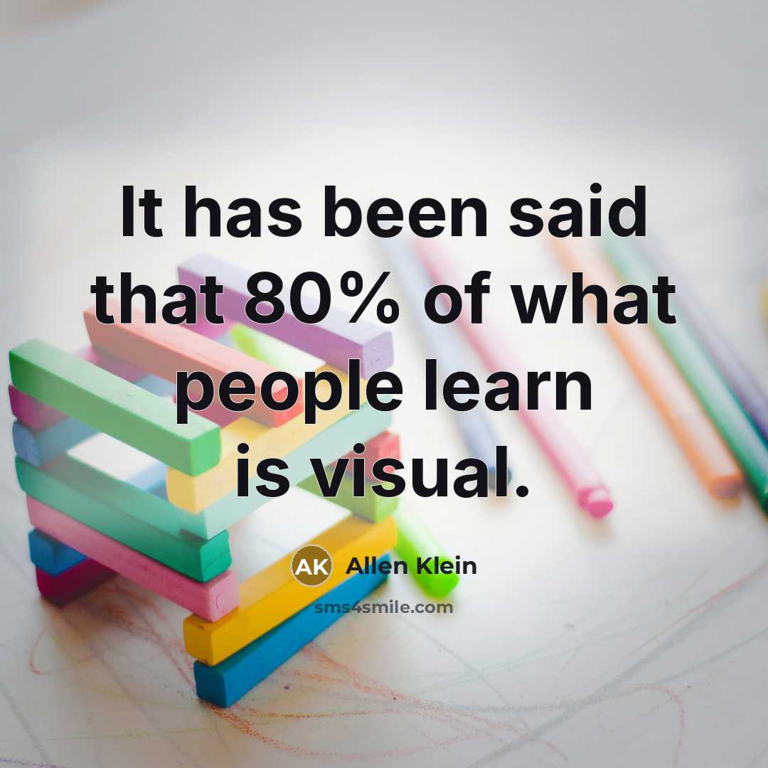“It has been said that 80% of what people learn…” quote by Allen Klein