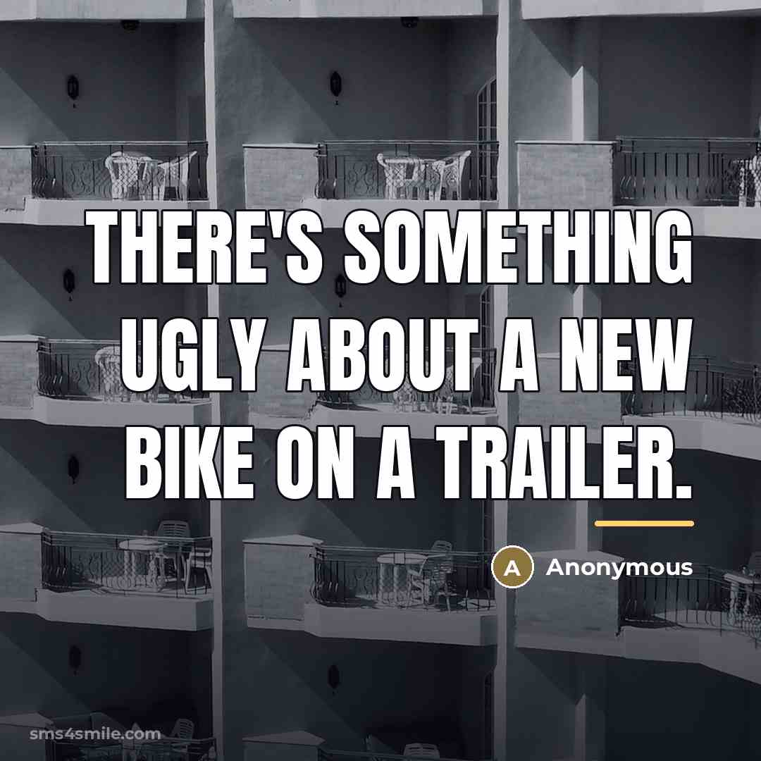“There's something ugly about a NEW bike on a trailer.…” quote by Anonymous
