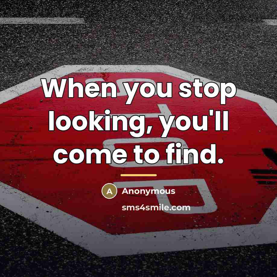 “When you stop looking, you'll come to find.…” quote by Anonymous
