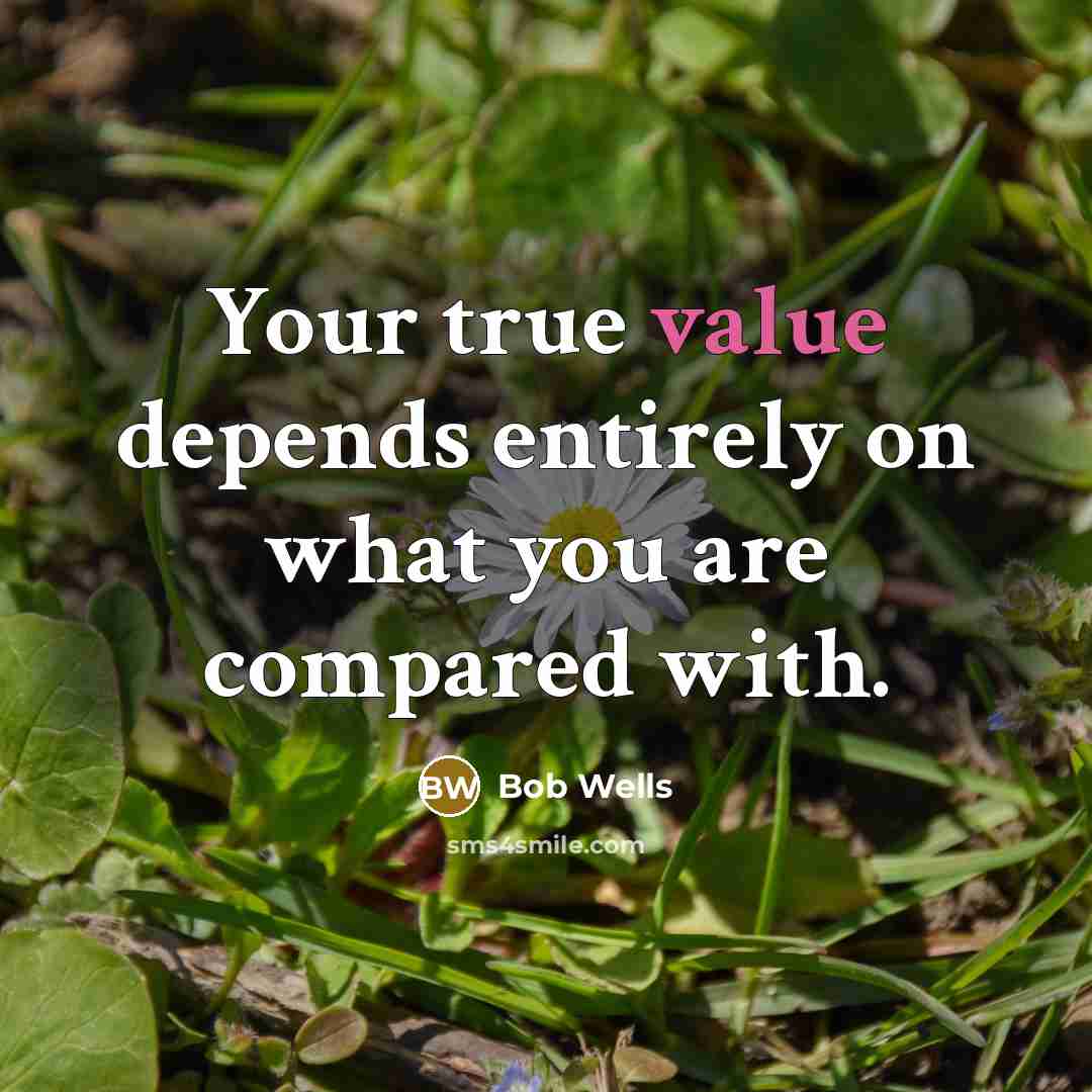 “Your true value depends entirely on what you are compared…” quote by Bob Wells