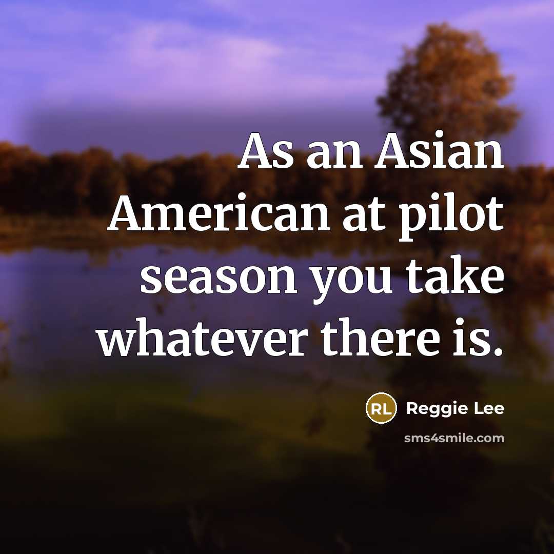 “As an Asian American at pilot season you take whatever…” quote by Reggie Lee
