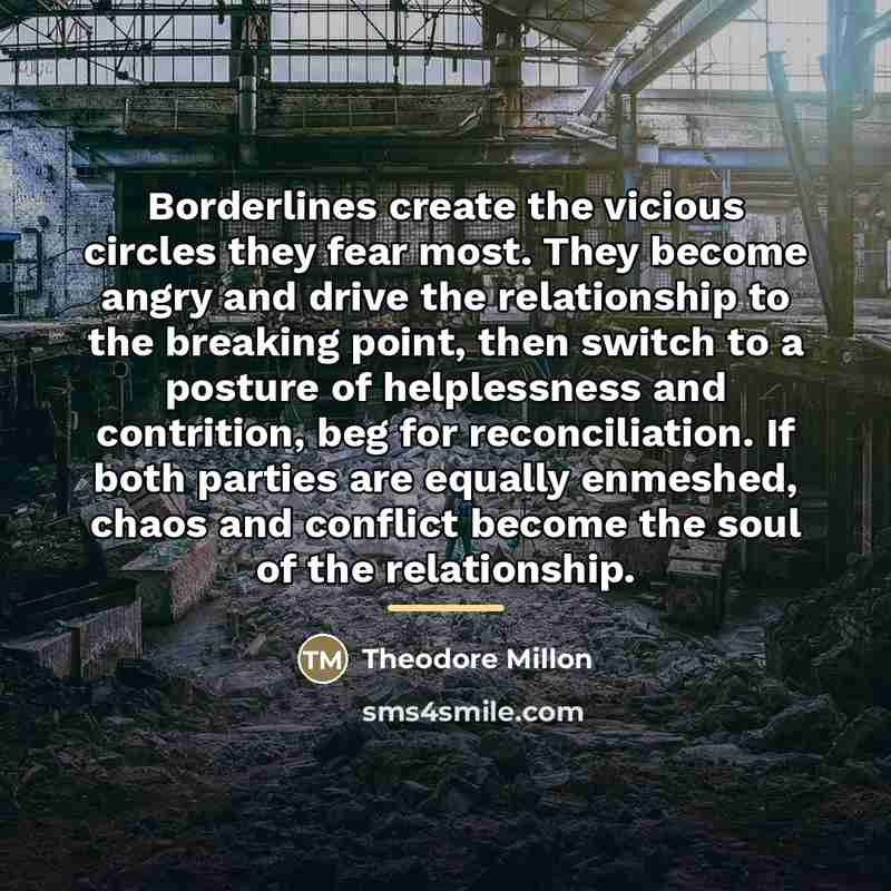“Borderlines create the vicious circles they fear most. They become…” quote by Theodore Millon