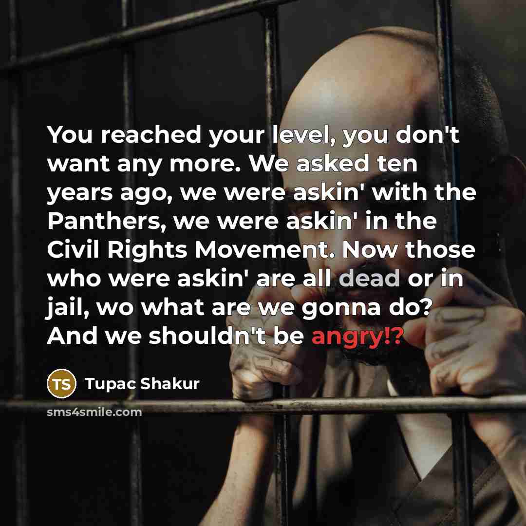“You reached your level, you don't want any more. We…” quote by Tupac Shakur