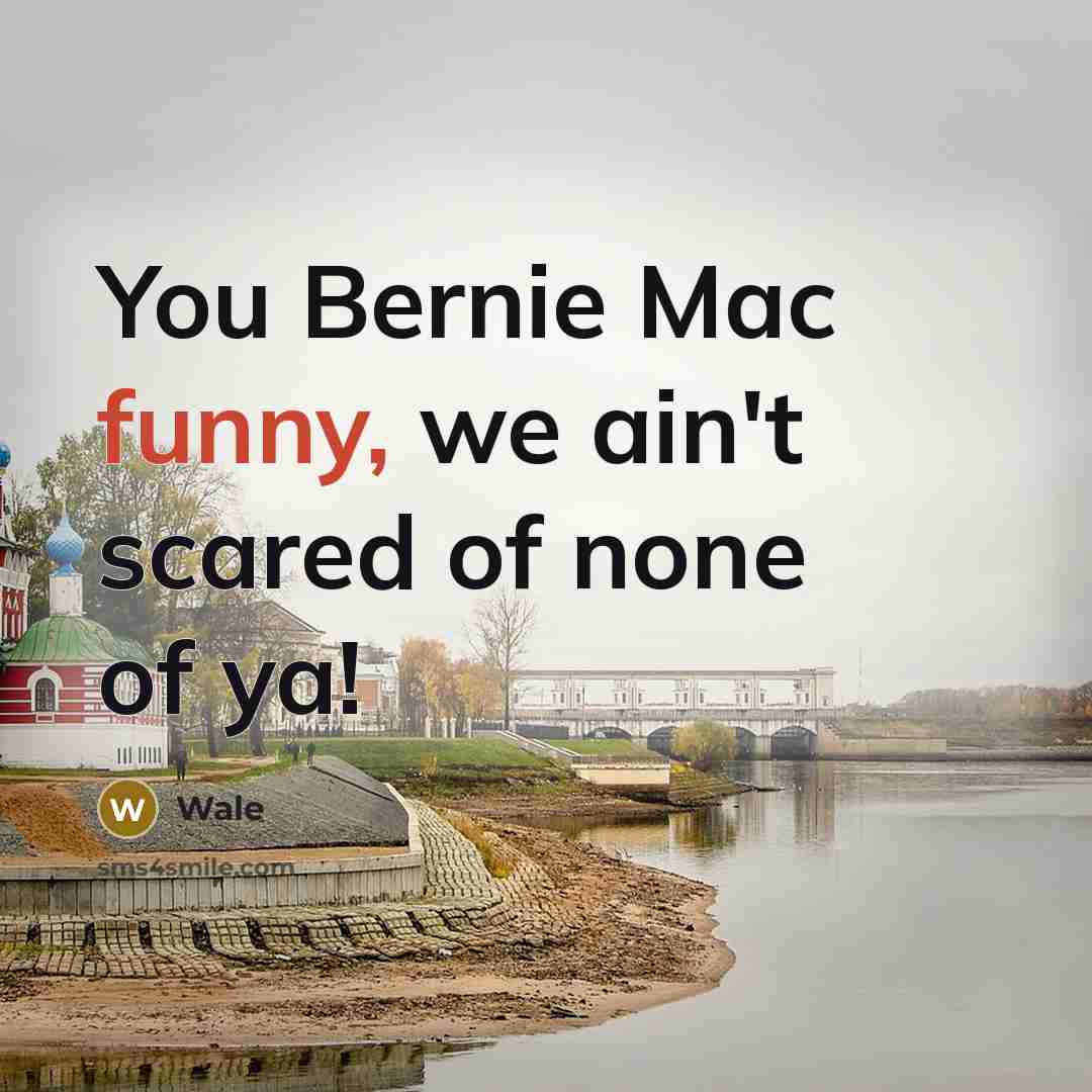 “You Bernie Mac funny, we ain't scared of none of ya!” quote by Wale