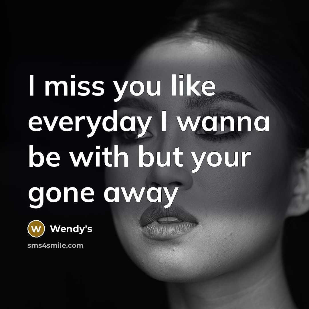 “I miss you like everyday I wanna be with but your gone away” quote by Wendy's