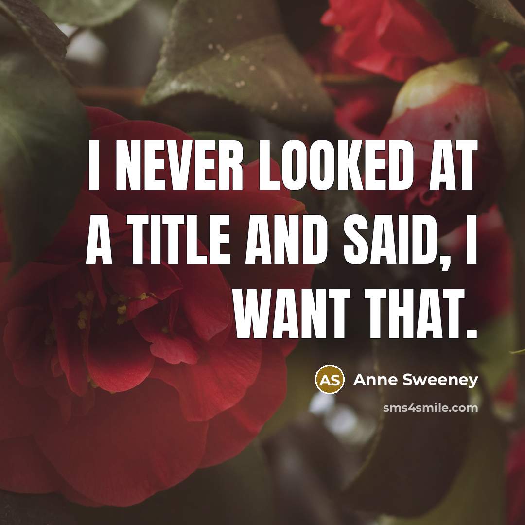 “I never looked at a title and said, I want…” quote by Anne Sweeney