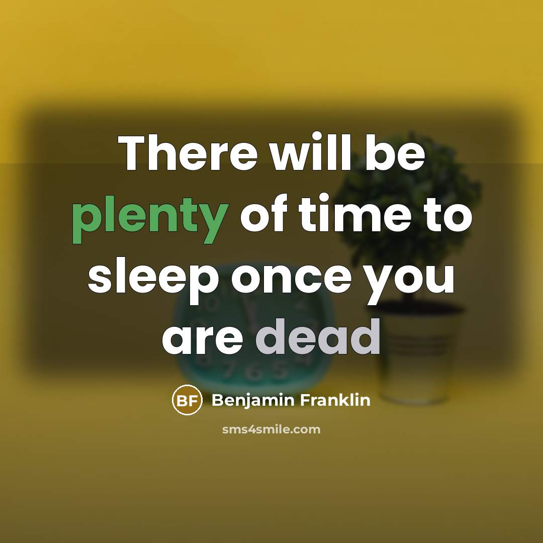 “There will be plenty of time to sleep once you are dead” quote by Benjamin Franklin