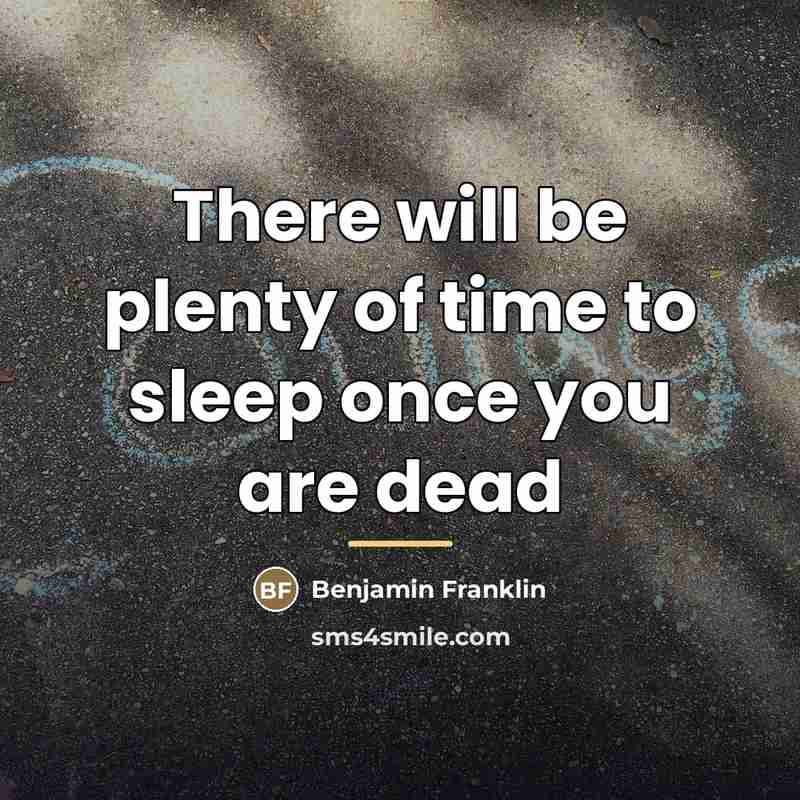 “There will be plenty of time to sleep once you…” quote by Benjamin Franklin