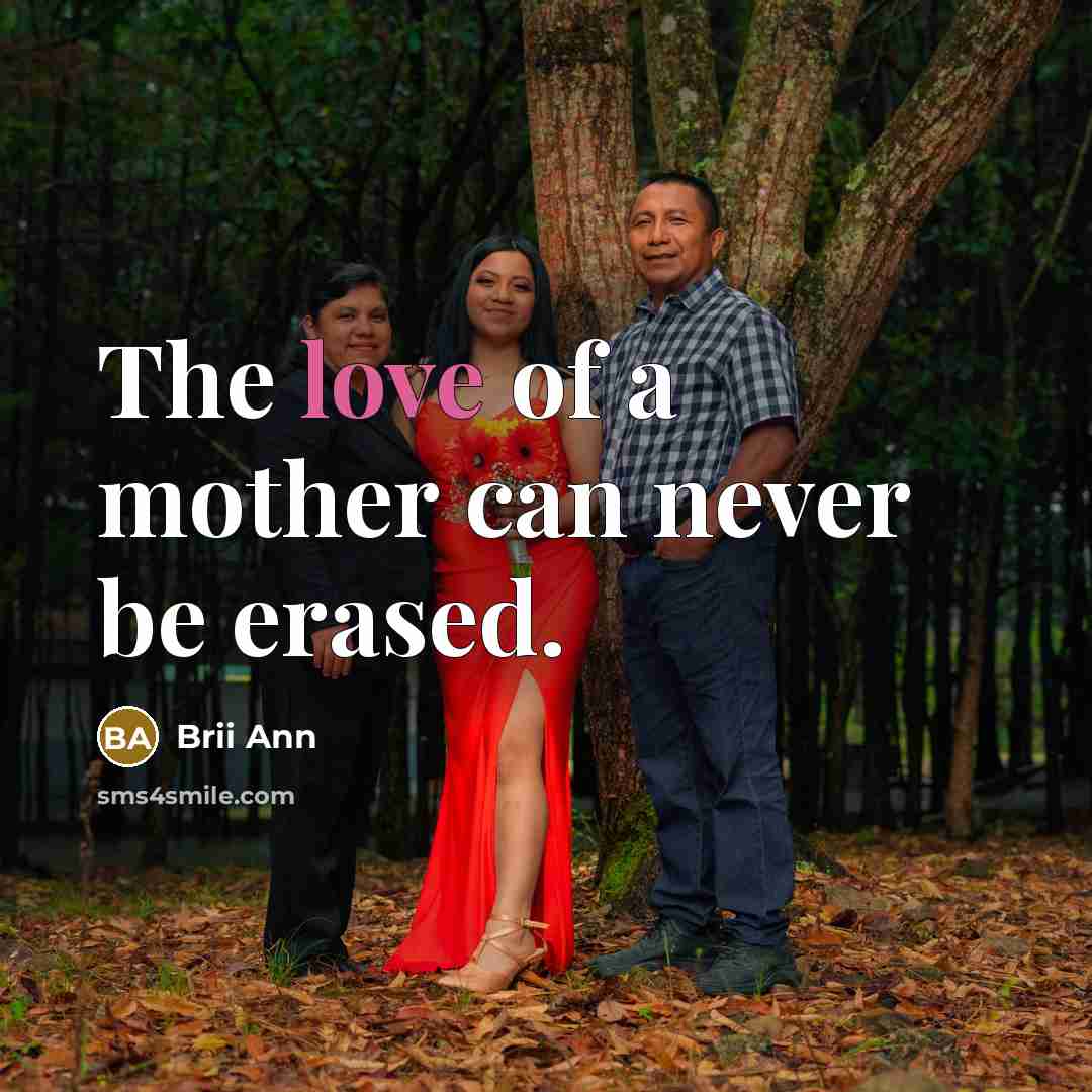 “The love of a mother can never be erased.…” quote by Brii Ann