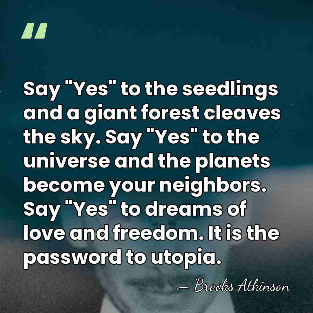 Say "Yes" to the seedlings and a giant forest cleaves the sky.&hellip; - Brooks Atkinson