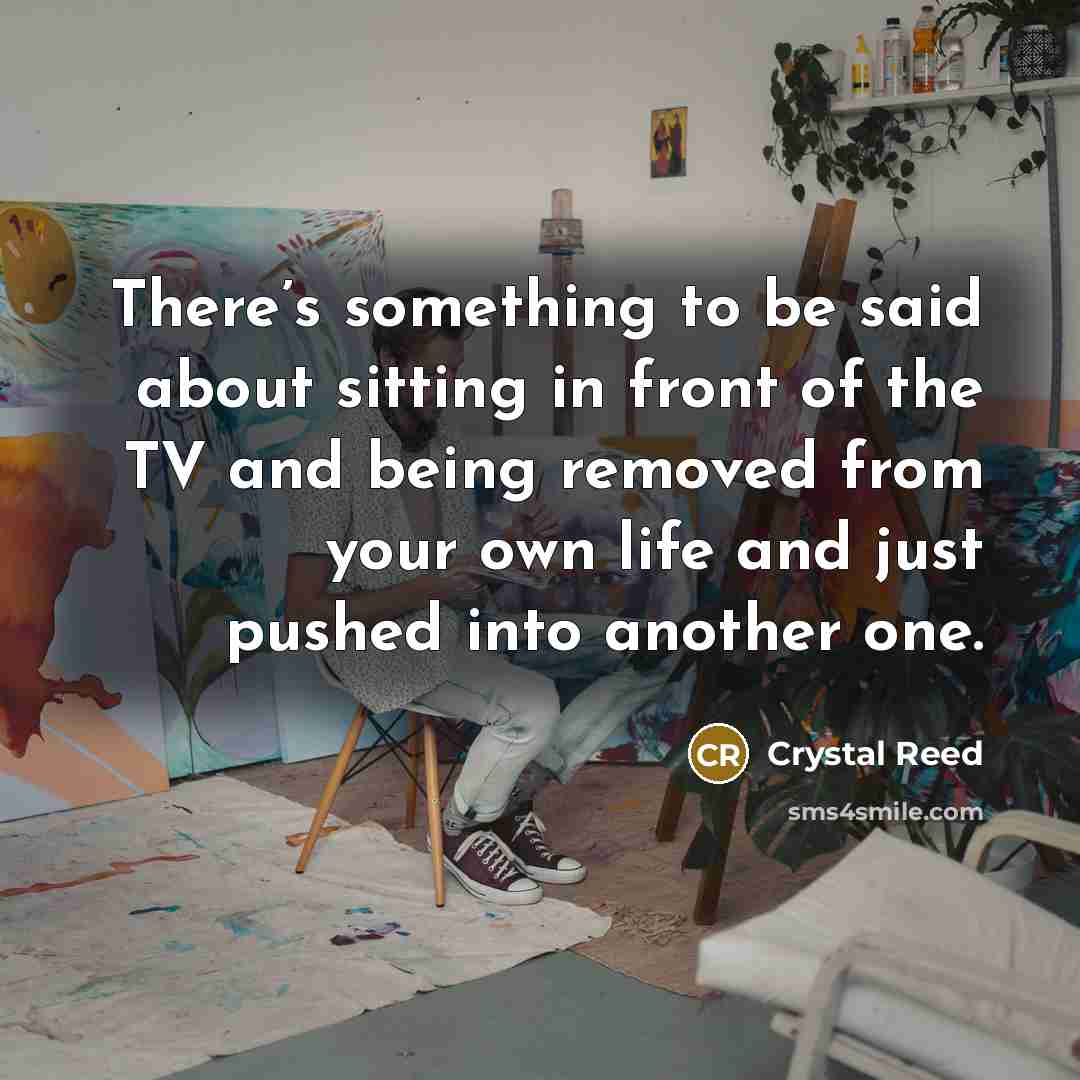 “There’s something to be said about sitting in front of the TV and being removed from your own life and just pushed into another one.” quote by Crystal Reed