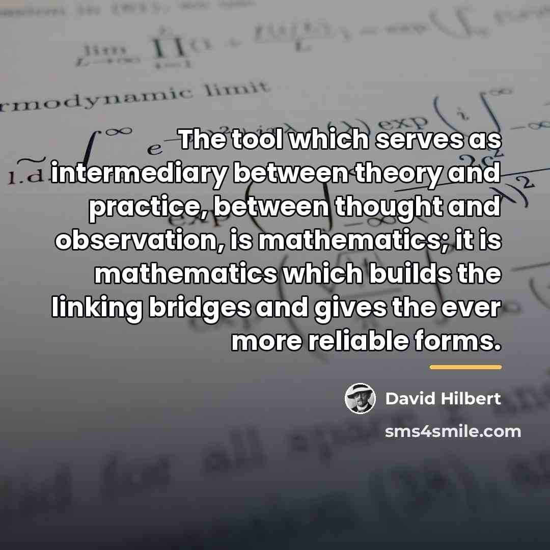 “The tool which serves as intermediary between theory and practice,…” quote by David Hilbert