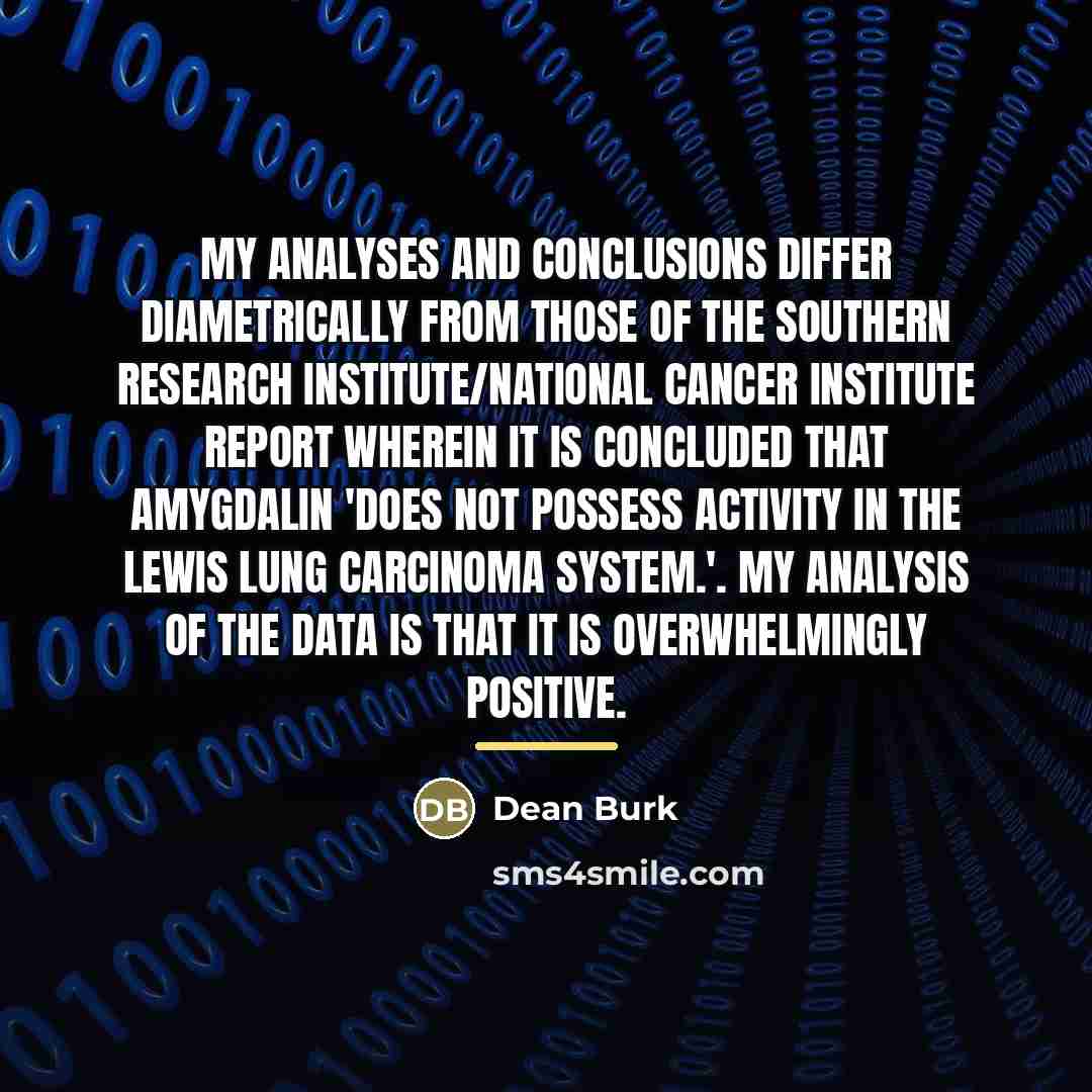 “My analyses and conclusions differ diametrically from those of the…” quote by Dean Burk